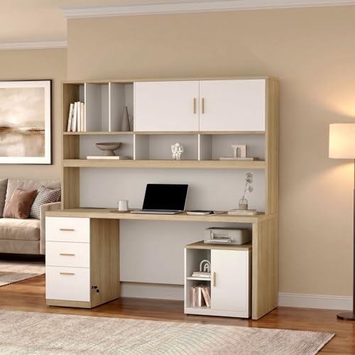 Computer Desk with Hutch & File Cabinet