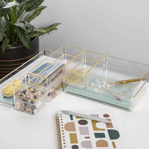 Kerry Stackable Desk Drawer Organizers, Clear/Gold, 8-Pack - view 2