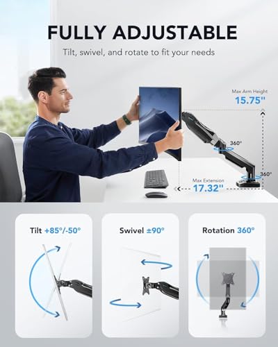48″ x 24″ Electric Standing Desk Single Monitor Mount - view 6