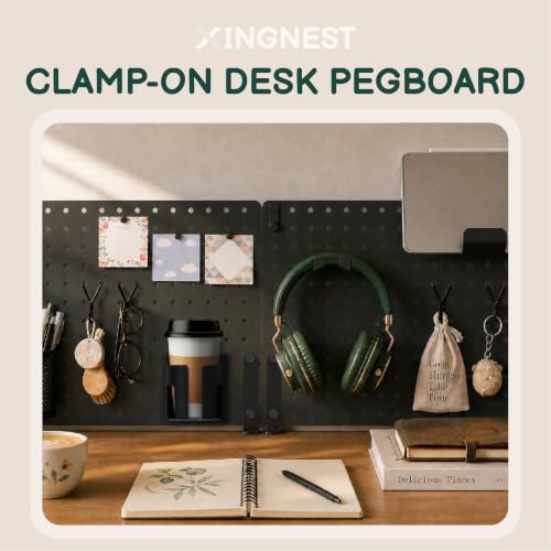 Clamp On Desk Pegboard 32" x 12" with Accessories Black - view 5