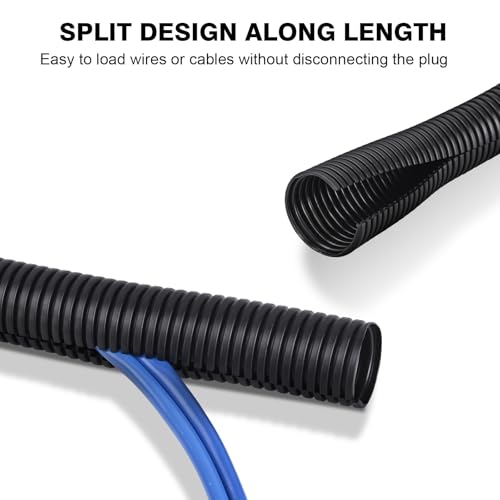 25FT - 1/2 Inch Split Wire Loom with Installation Tool - Black - view 2