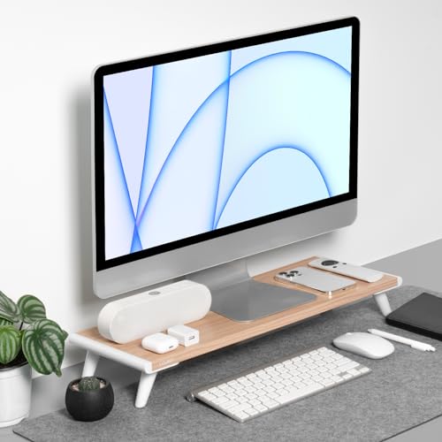 Monitor Stand Riser for Desk, 22.4" × 8.2" Computer Stand, Wood - view 6