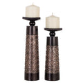 Dublin Brown Pillar Candle Holder Set of 2 - Home Decor Aesthetic, Coffee Table Decor Mantel Centerpieces Table Decorations, Living Room Decor or Dining Tabletop Decor -Gift Packaged