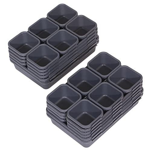 42 Pack Interlocking Desk Drawer Organizer Tray Dividers Plastic Shallow Narrow Drawers Organizers Separators Storage Bins Container for Kitchen Bathroom Makeup Office Vanity Dresser - view 6