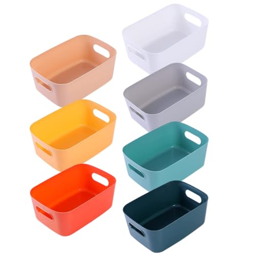 7pcs PP Plastic Shelf Basket with Handles, Stackable Storage Organizer