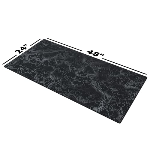Mega Size Gaming Mouse Pad - Anti Slip Rubber Base - Stitched Edges - Large Desk Mat - 48" x 24" x 0.16" (Mega, Topographic) - view 2