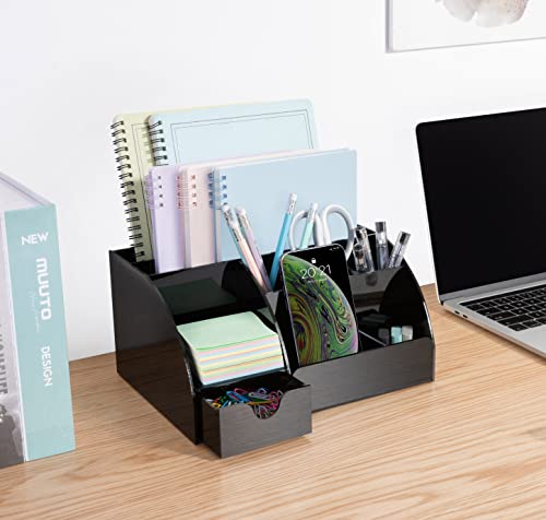 Black Desk Organizer with 9 Compartments - Desktop Office Supplies and Desk Accessories Organizer - view 4