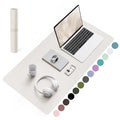Non-Slip Leather Desk Pad, Waterproof Laptop Computer Desk Keyboard Mat, Table Protector Blotter Mat, Large Mouse Pad for Office/Work/Home/Decor(Apricot Gray, 31.5" x 15.7")