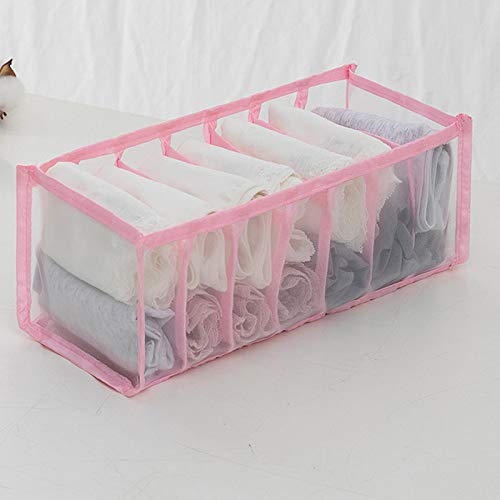 Foldable Underwear Storage Box, 3Pcs Set Organizer Drawer Divider Compartment, Nylon Divider Bra Socks Panty Storage Bag (Pink) - view 5