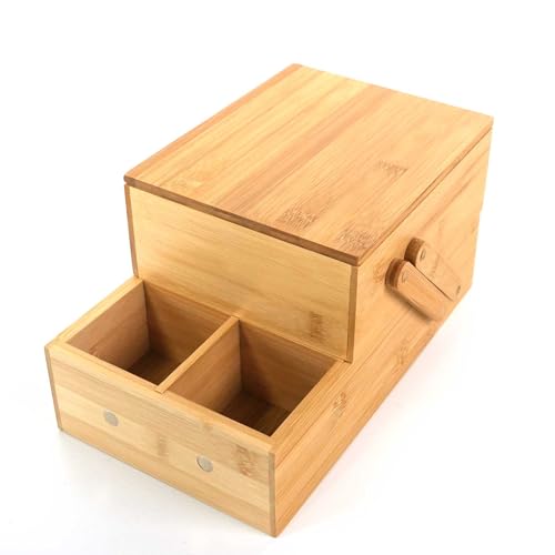 Bamboo Desktop Organizer Box with Drawer, 2-Tier Bamboo Storage Organizer with Compartments, Natural Bamboo Desk Organizer for Office Supplies, Tea Accessories, Makeup & Small Items