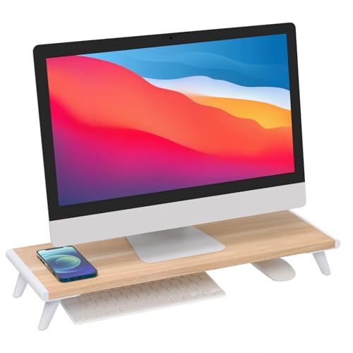 Monitor Stand Riser for Desk, 22.4" × 8.2" Computer Stand, Wood