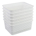 Plastic White Storage Baskets, 6 Pack Small Organizer Baskets Box