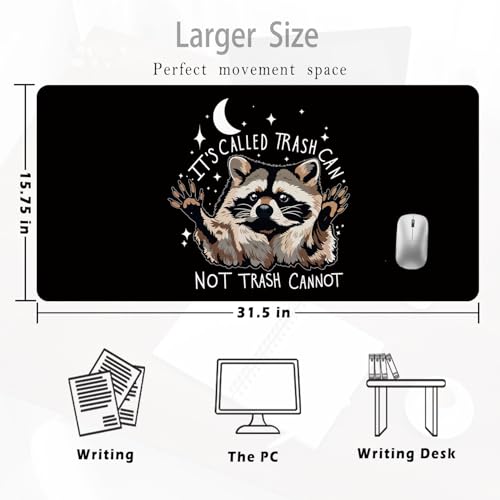 Funny Raccoon Large Mouse Pad 31.5x15.7inch, It's Called Trash Can Not Trash Cannot Funny Raccoon Purple Mouse Pad Large Mousepad for Work Gaming Computers Laptop Desk Accessories - view 2
