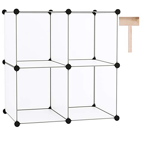 Plastic Cube Storage Organizer, 4-Cube Shelves Units, White