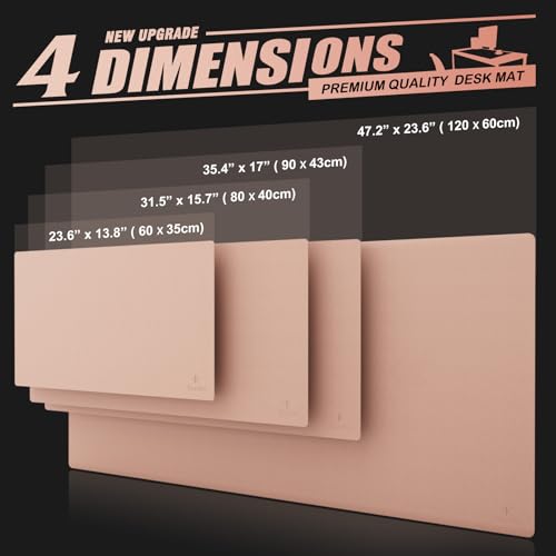 Large Office Desk Mat, Leather Mouse Pad (31.5"x15.7", Pink) - view 4