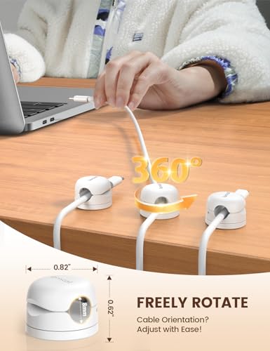 6 Pack Rotatable Cord Organizer, [1s Lock] Spring Cable Clips - view 2