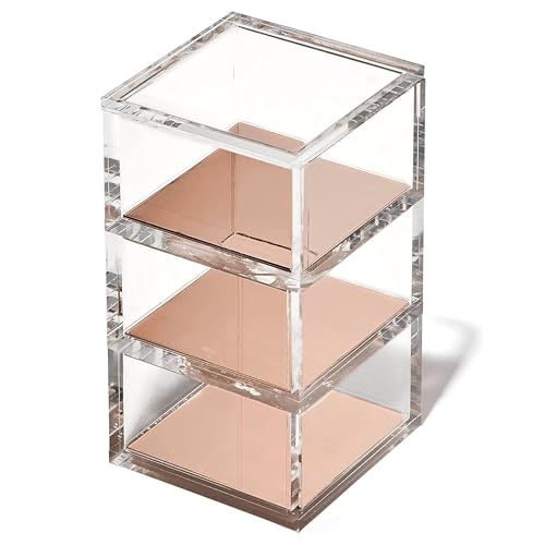 3-Tier Stackable Acrylic Holder, Clear with Rose Gold Base