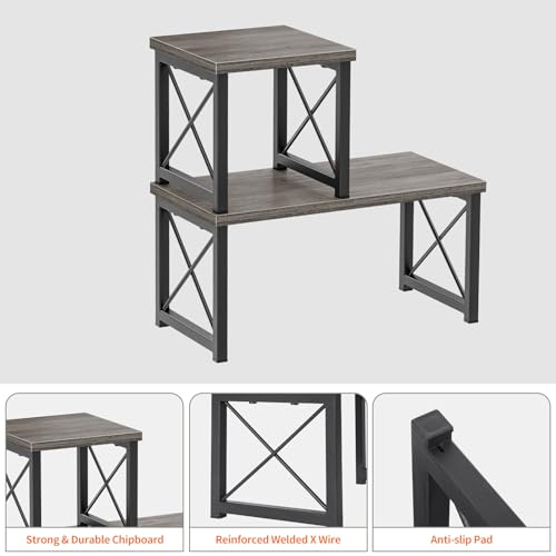 Desk Shelf for Top of Desk, Wood Desktop Shelf, 2 Tier Adjustable Bookshelf Organizer, Freestanding Stackable Desk Stand Storage Organizers Kitchen Counter Display Rack - view 6