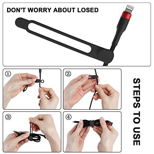 Silicone Cable Ties, Cord Organizer Cable Management(16Pcs-Black) - view 3