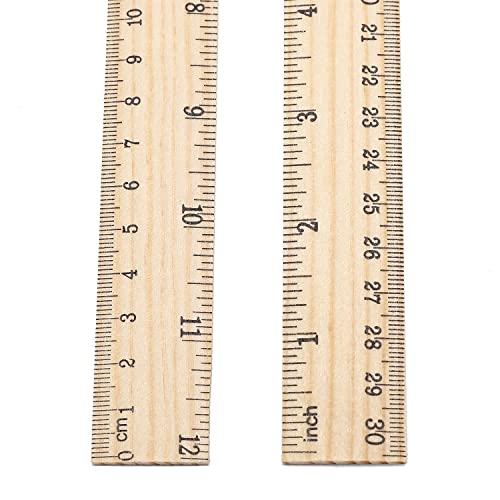 60 Pack Wooden Ruler 12 Inch Rulers Bulk Wood Measuring Ruler Office Ruler 2 Scale - view 6