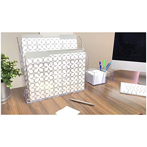 Horizontal Triple File Folder Organizer Sorter, Letter Size, Clear - view 5