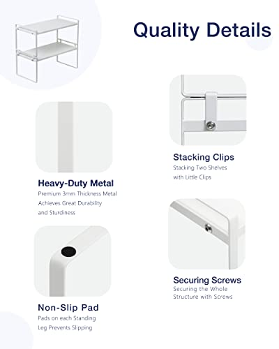 Stackable Cabinet Shelf Organizer 2 Pack, Standard White - view 4
