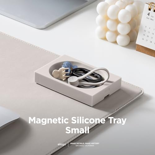 Smart Magnetic Desk Mat Pencil Tray – Soft Silicone Organizer for Office Supplies, AirPods, Glasses, Pens – Noise-Free, Non-Slip, Washable, Item for Desk Management [Small] (Stone) - view 3