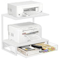 Printer Stand for Desk with Storage Drawer, 2 Tier Desk Shelf