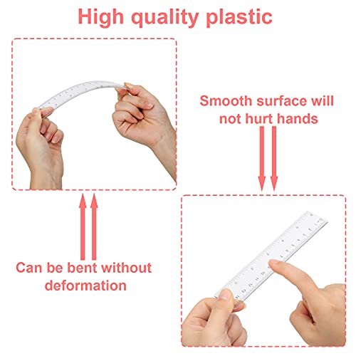 2 Pack 6 inch Clear Plastic Ruler Straight Shatterproof Transparent Rulers for Office Supply (Clear) - view 4