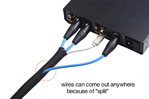 10ft - 1/2 inch Cord Protector Wire Loom Tubing Cable Sleeve Split Sleeving For USB Cable Power Cord Audio Video Cable – Protect Cat From Chewing - Black - view 3