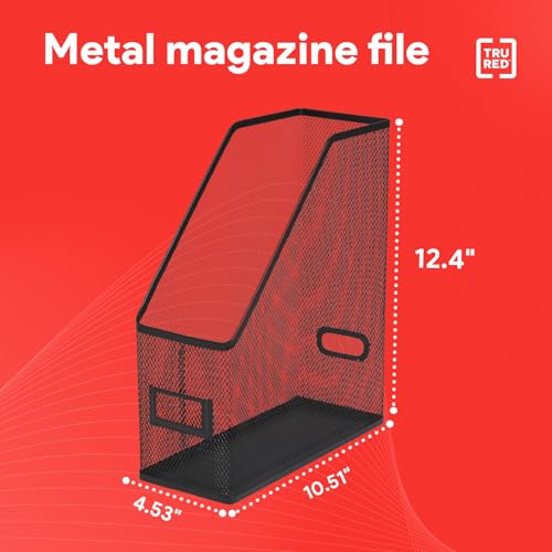 Staples Metal Magazine File Organizer, Black - Top - Loading Desktop File Holder with Handle, Holds Up to 1000 Sheets - view 2