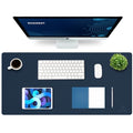 Extra Large Desk Mat, Leather Mouse Pad (35.4"x17", Dark Blue)