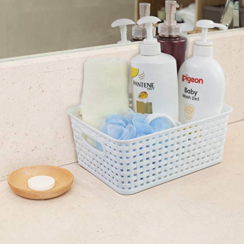 Plastic White Storage Baskets, 6 Pack Small Organizer Baskets Box - view 6