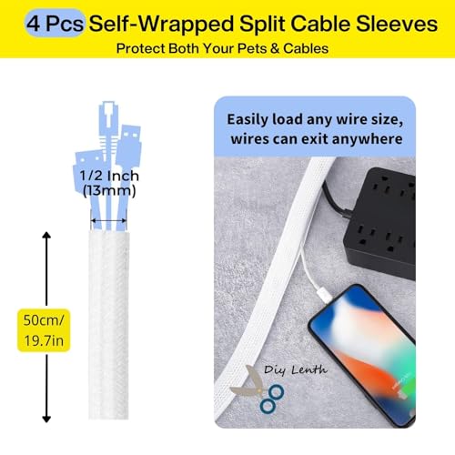 [313Pcs] Cable Management Kit, Reusable Computer Desk Cord Organizer, White - view 4