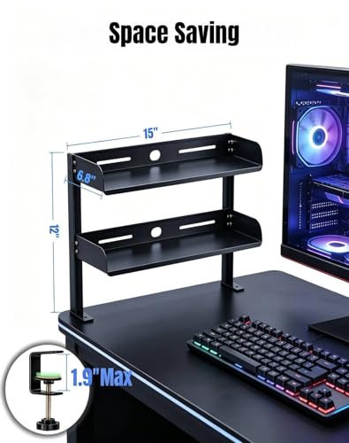 Clamp on Desk Shelf 2‑Tier, Black, Small - view 2