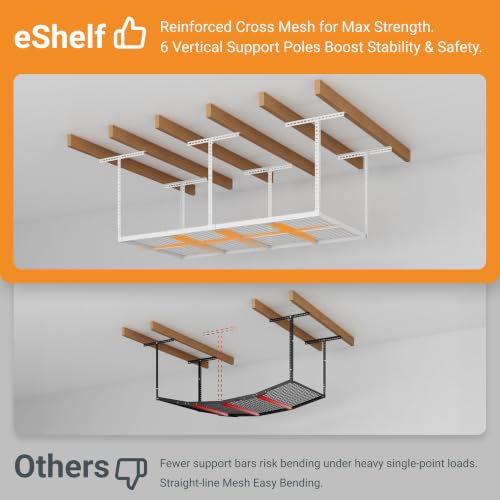 4x8ft Overhead Ceiling Garage Storage Rack, 750LBS Capacity, White - view 6