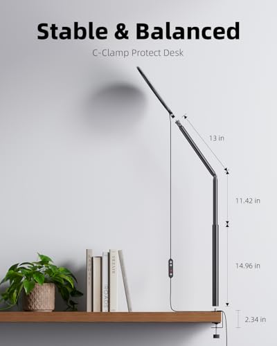 10.2" Desk Ring Light with Stand, 360° Rotate Desk Lamps for Home Office with C-Clamp, Flexible Height Desk Light, Adjust Arm Ring Light for Desk, Podcast, Gaming, Recording, Zoom Lighting - view 6