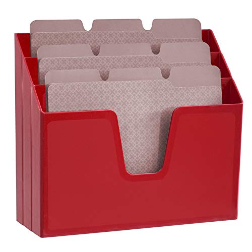 Horizontal Triple File Folder Organizer Sorter, Letter Size, Red - view 5