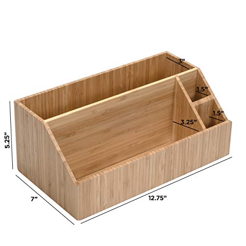 Bamboo Desktop All-In-One Organizer for File Folders, Notepads, Pens, Stationary Items, Small Electronics and more - view 3