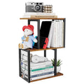 Desktop Bookshelf,3-Tier Desk Organizer Shelf with Hooks Desk Organization Deals for Office Storage Rustic Brown