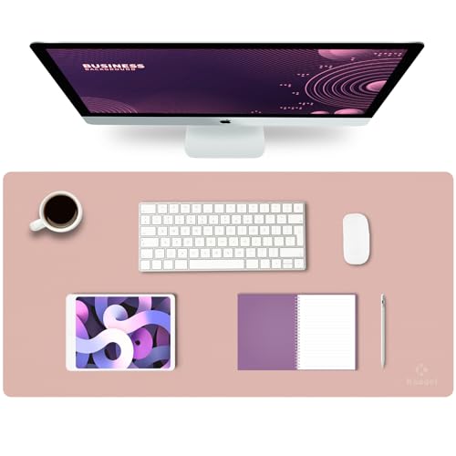 Large Office Desk Mat, Leather Mouse Pad (31.5"x15.7", Pink)