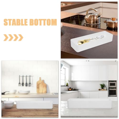 2pcs White PP Drawer Organizer Divided Cutlery Container - view 7