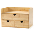 Bamboo Desk Organizer with Drawers, 3-Drawer Desktop Storage Box