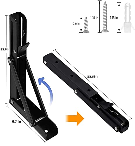Folding Shelf Brackets 24 inch 2Pcs Heavy Duty Collapsible Shelf Bracket - view 2