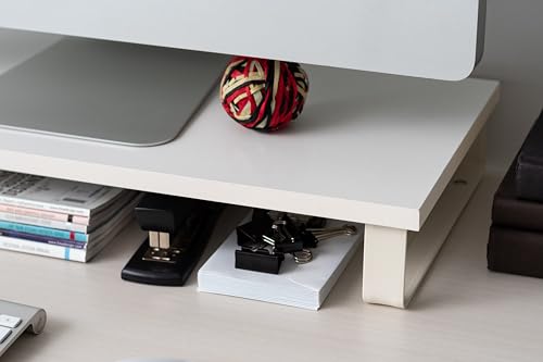 1-Tier Monitor Stand with Metal Legs Desktop Organizer, White - view 6