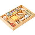Extra Large Bamboo Desk Drawer Organizer, Wood Junk Organizer Tray with Adjustable Dividers, Anti-Skip Storage Organization in Office Bathroom Drawer for Vanity, Makeup, 17" x 12"