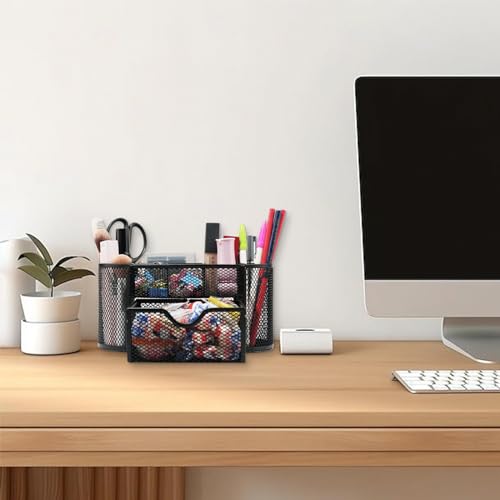 Desk Organizers and Accessories with Pencil Pen Holder Supply 8 Compartments and 1 Pullout Drawer for Home, School, and Office. (Black) - view 7