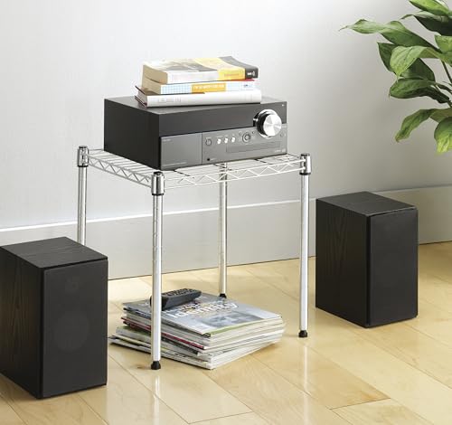 1 Tier Supreme Stacking Shelving Unit, Wire Metal Home Storage Organizer, 15" L x 14" W x 15" H, Chrome - view 2