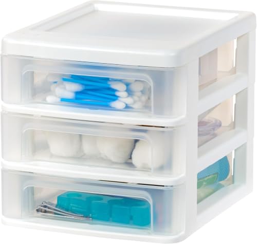 4-Pack 3-Drawer Small Desktop Organizer, Stackable, White - view 5