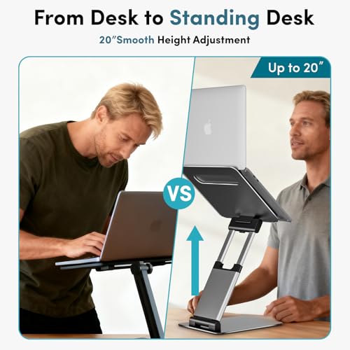 Aluminum Adjustable Laptop Stand, Extra Tall 20" Riser, Grey - view 2